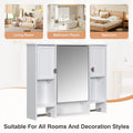 35'' X 28'' Modern Wall Mounted Bathroom Storage Cabinet, Bathroom Wall Cabinet With Mirror, Medicine Cabinet With Towels Bar White 3 5 Mirror Included Bathroom Wall Mounted Mdf Painted
