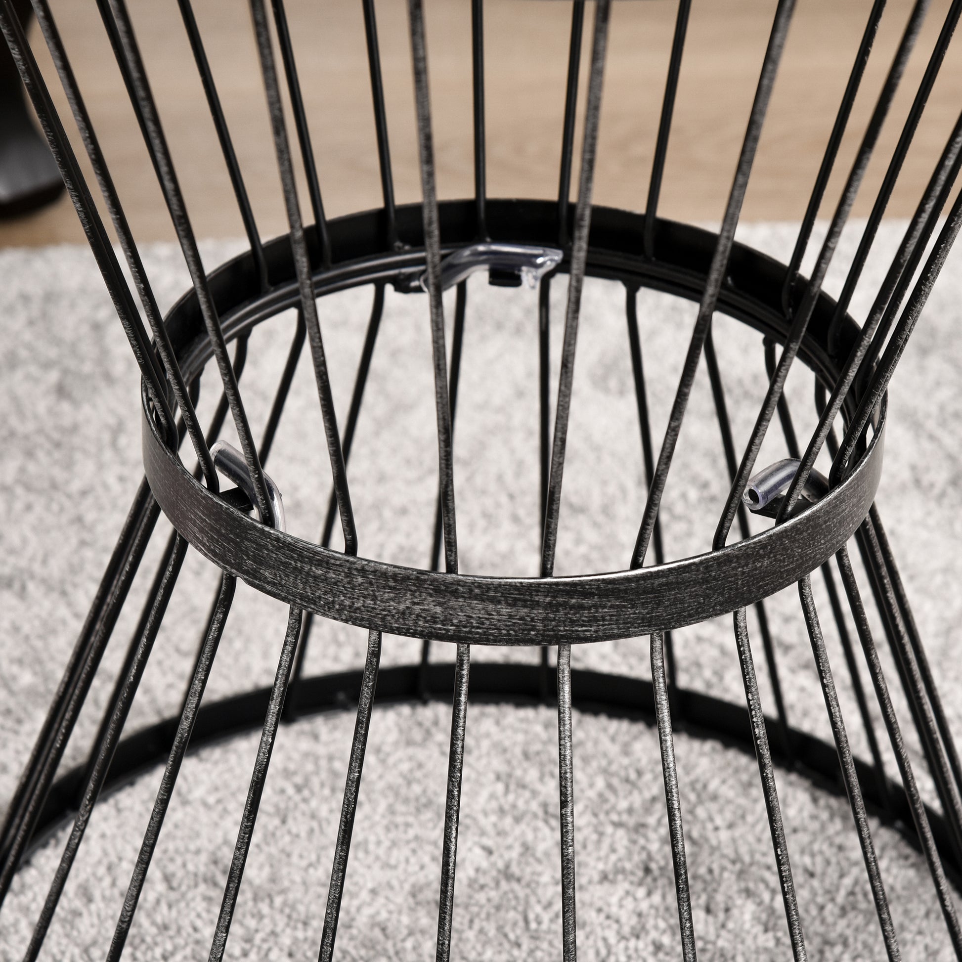 Outsunny 16" Steel Patio Side Table, Garden End Table With Hourglass Design, Accent Table For Outdoor And Indoor Use, Black Black Steel