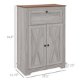 Homcom Farmhouse Barn Door Accent Cabinet, Kitchen Sideboard Storage Cabinet With Double Doors, Drawer, And Adjustable Shelf For Bedroom, Living Room, Light Gray Light Gray Particle Board