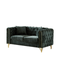 60 Inch Chenille Pull Buckle Design Sofa For Living Room,Buttons Tufted With Copper Nail Decoration Armrest, Modern Couch Upholstered Button And Metal Legs Green Foam Chenille 2 Seat