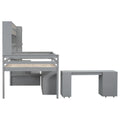 Full Size Wooden Loft Bed Big Storage With Under Bed Desk, With Drawers, With Shelves, Gray Full Gray Plywood