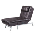 Brown Chaise Lounge With Pillow And Usb Port Brown Primary Living Space Faux Leather