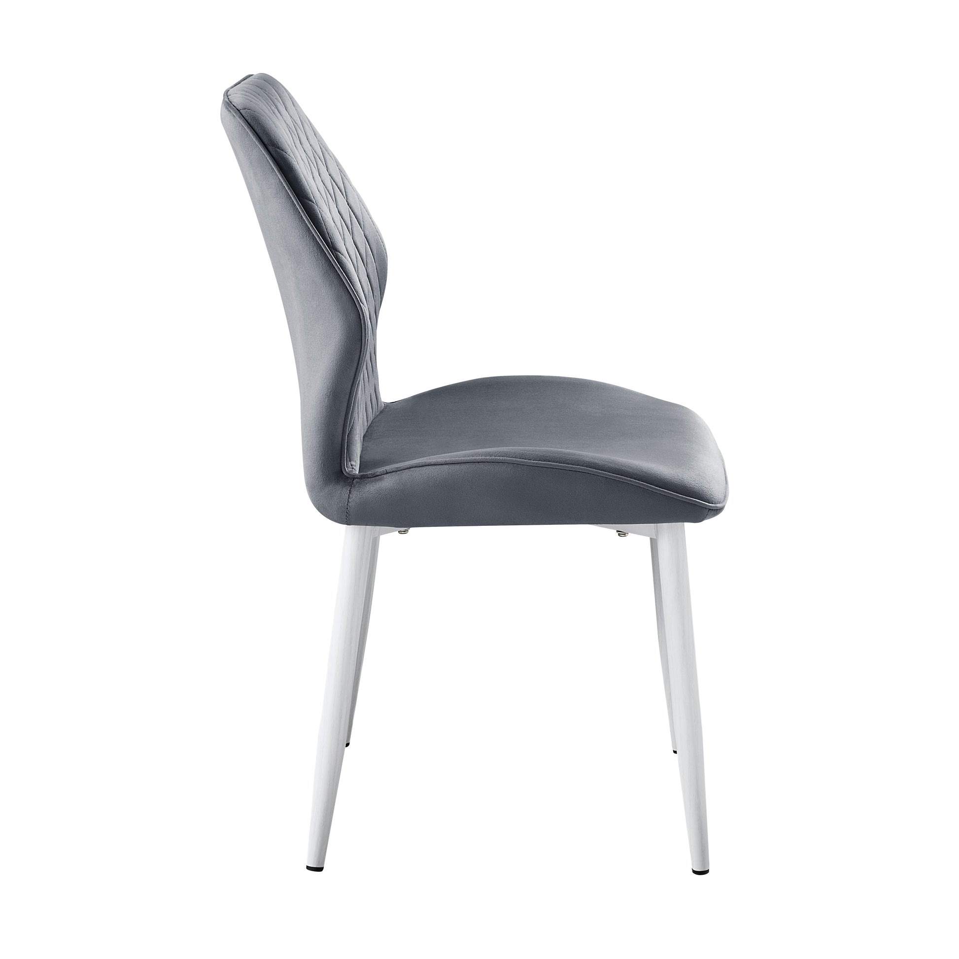 Modern Dining Side Chairs Set Of 2, Dark Gray Velvet Upholstered White Metal Legs Furniture Dark Gray Dining Room Modern,Ultra Modern Side Chair Metal