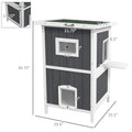 Pawhut Outdoor Cat House, Wooden Cat House 2 Tiers Cat Shelter With Weatherproof Roof, Removable Floor, Escape Doors, For 1 2 Cats, Gray Gray Wood