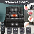 Dual Motor Heat Massage Infinite Position Up To 350 Lbs Electric Power Lift Recliners With Power Remote, Medium Firm And Heavy Duty, Grey White Metal Primary Living Space Heavy Duty Pine Grey Chenille Power Remote Medium Firm Cushion Back American Design