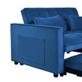 3 In 1 Convertible Sleeper Sofa Bed, Modern Pull Out Couch Bed, Adjustable Backrest, Velvet Loveseat Futon Sofa With Pillows & Pockets For Living Room Apartment, Blue Blue Velvet Wood Primary Living