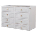 Queen Murphy Bed With Large Drawers,White Queen White Plywood