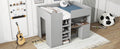 Wood Full Size Loft Bed With Built In Wardrobe, Desk, Storage Shelves And Drawers, Grey Expected Arrival Time: 9.8 Box Spring Not Required Full Grey Wood Bedroom Bed Frame Solid Wood Mdf