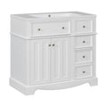 36'' Bathroom Vanity With Resin Sink Combo, Solid Wood Frame Bathroom Storage Cabinet, Freestanding Vanity Set With 3 Drawers& Adjustable Shelf White Bathroom Modern Solid Wood Mdf Resin