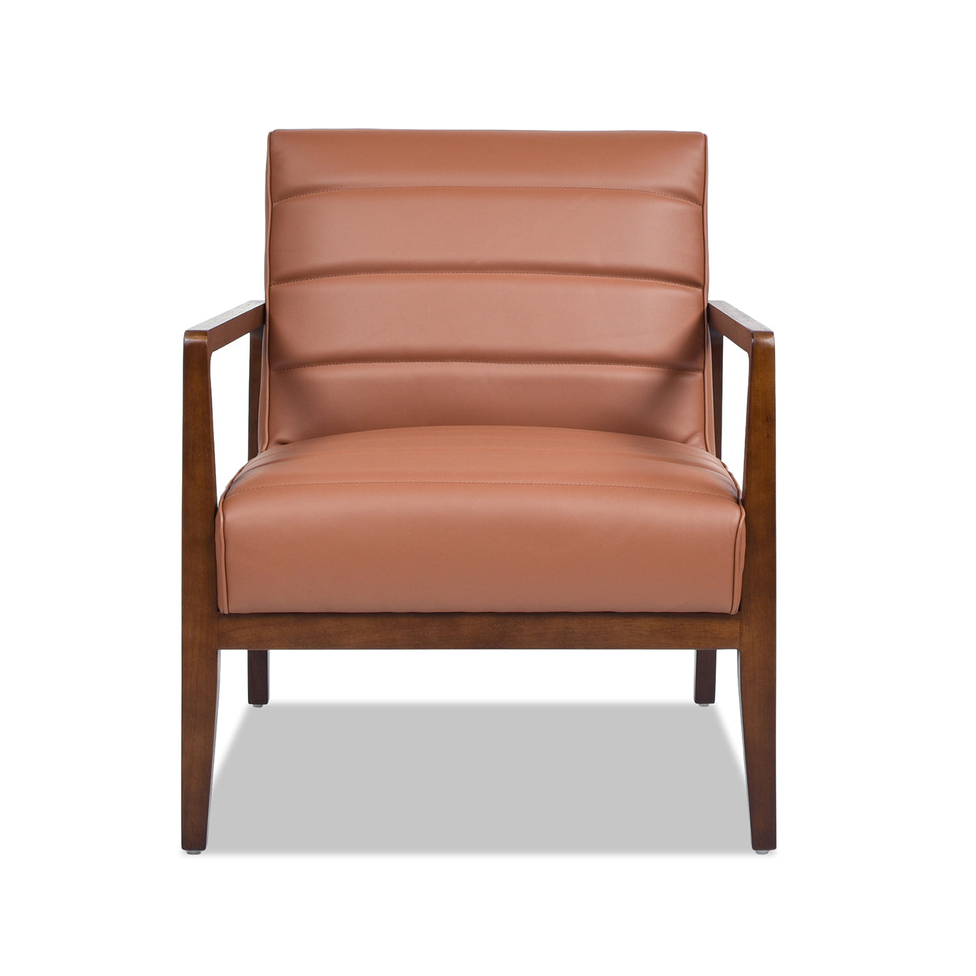 Kenneth 28" Modern Transitional Lounge Accent Chair, Leather&Faux Leather Brown Foam Leather