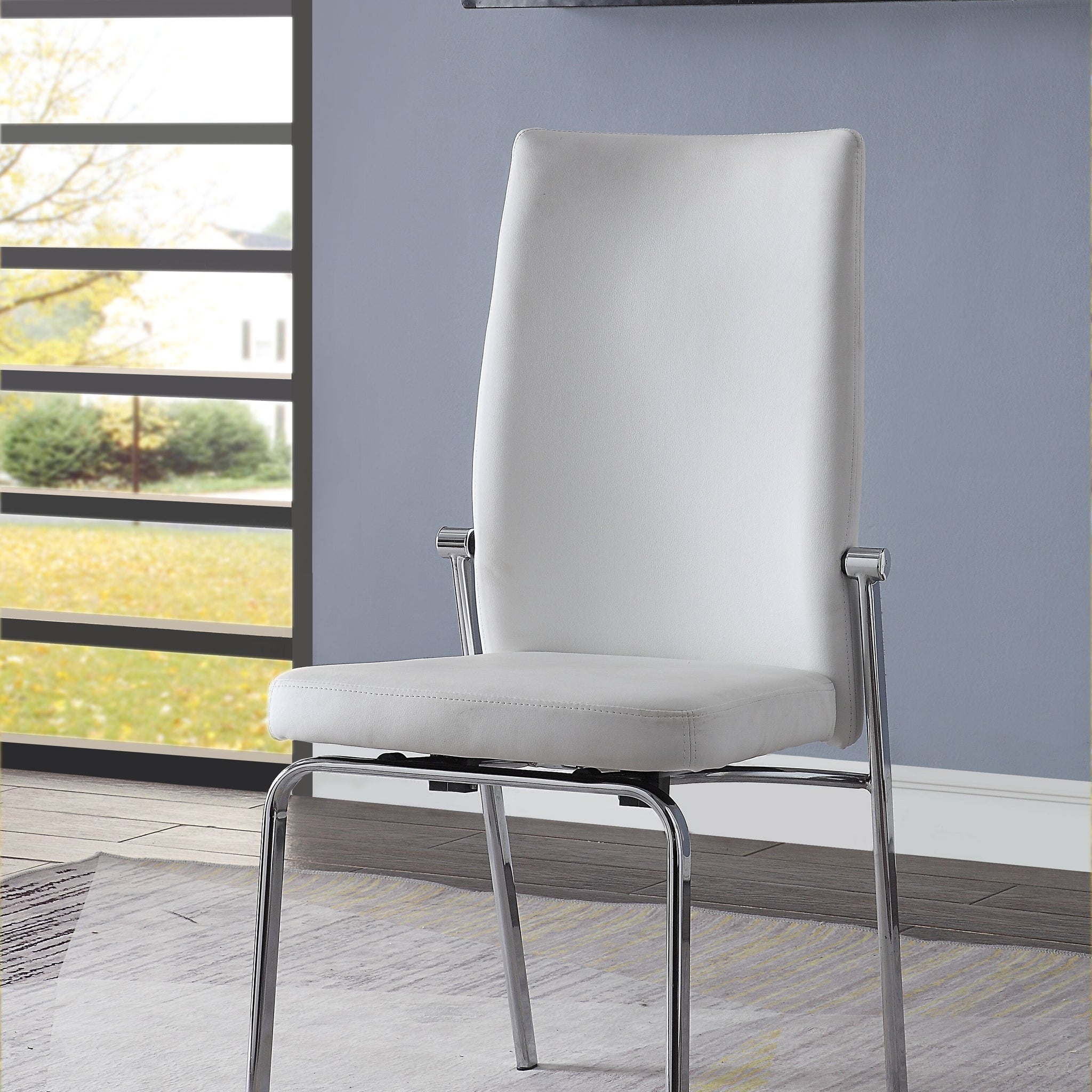 White And Chrome Padded Side Chair Set Of 2 Solid White Silver Dining Room Modern Side Chair Solid Back Set Of 2 Wood Fabric