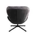 360 Swivel Accent Chair, Modern Chenille Lounge Chair With Faux Leather And Black Metal Base Frame, Comfortable Reading Chair For Small Spaces, Living Room, Bedroom, Reading Corner, Office,Light Gray Black,Light Gray Brown Primary Living Space Art