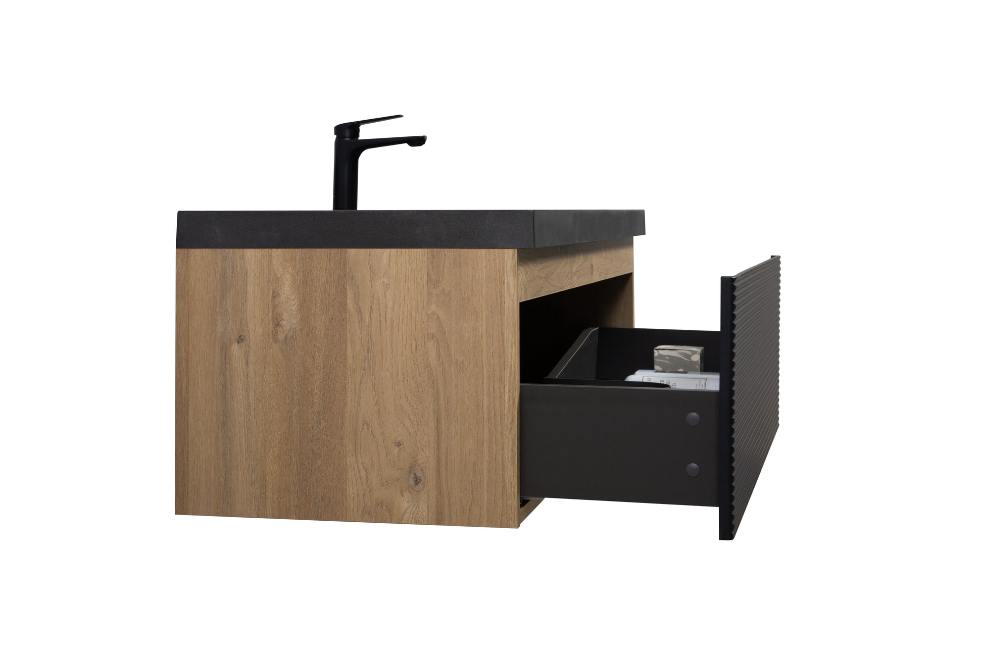 48" Floating Bathroom Vanity With Sink, Modern Wall Mounted Bathroom Storage Vanity Cabinet With Countertop And Soft Close Drawers, Ink Black Cruis 48 Black Wood