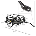 Aosom Bike Cargo Trailer For Hefty Loads, Foldable Compact Storage, Universal Hitch, Bike Wagon Bike Trailer Bicycle Cargo Trailer Bike Attachment With 16