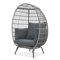 Large Outdoor Egg Chair, Indoor Patio Wicker Basket Chair With Cushion, Rattan Egg Chairs For Bedroom, Outside, Balcony,Grey Grey Pe Rattan Iron