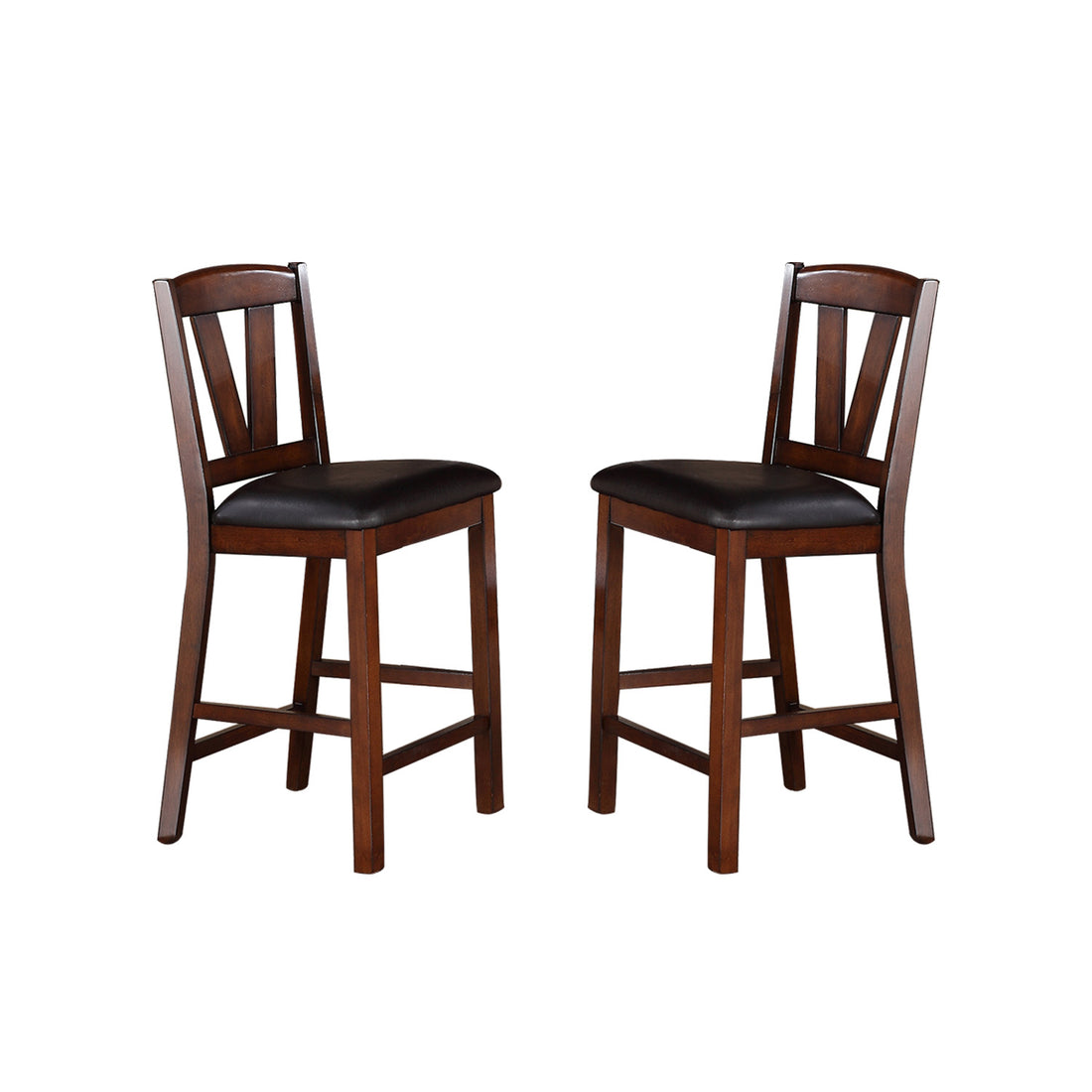 Dining Chairs With Black Faux Leather Seat, Walnut Set Of 2 Solid Walnut Dining Room Rectangular Set Of 2 Rubber Wood
