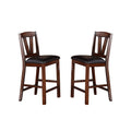 Dining Chairs With Black Faux Leather Seat, Walnut Set Of 2 Solid Walnut Dining Room Rectangular Set Of 2 Rubber Wood
