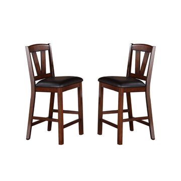 Dining Chairs With Black Faux Leather Seat, Walnut Set Of 2 Solid Walnut Dining Room Rectangular Set Of 2 Rubber Wood