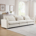 3 Seater Deep Seat Couches For Living Room, Wide And Deep Seat Comfy Living Roo Sofas With 3 Waist Pillows, Beige Corduroy Beige Corduroy 3 Seat