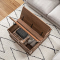 Homcom Farmhouse Coffee Table With Storage, Center Table With Hinged Lift Top And Hidden Space, Square Coffee Table For Living Room, Distressed Brown Brown Particle Board