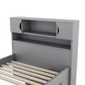 Twin Size Captain Platform Bed Frame With Storage Bookcases And Shelves,Four Drawers, Gray Twin Gray Solid Wood Mdf