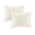 Tufted Cotton Chenille Medallion Fringe Coverlet Mini Set Off White King Cal King King Off White Cotton