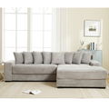 Arrived Oversized Two Piece Couches, L Shaped Sofa, Corduroy, Right Chaise Daybed,With Armrests,Eight Throw Pillows,Corner Sofa,Easy To Assemble, Gray Gray Polyester Wood Primary Living Space Medium Soft Pillow Back Modern Square Arms Wood 3 Seat