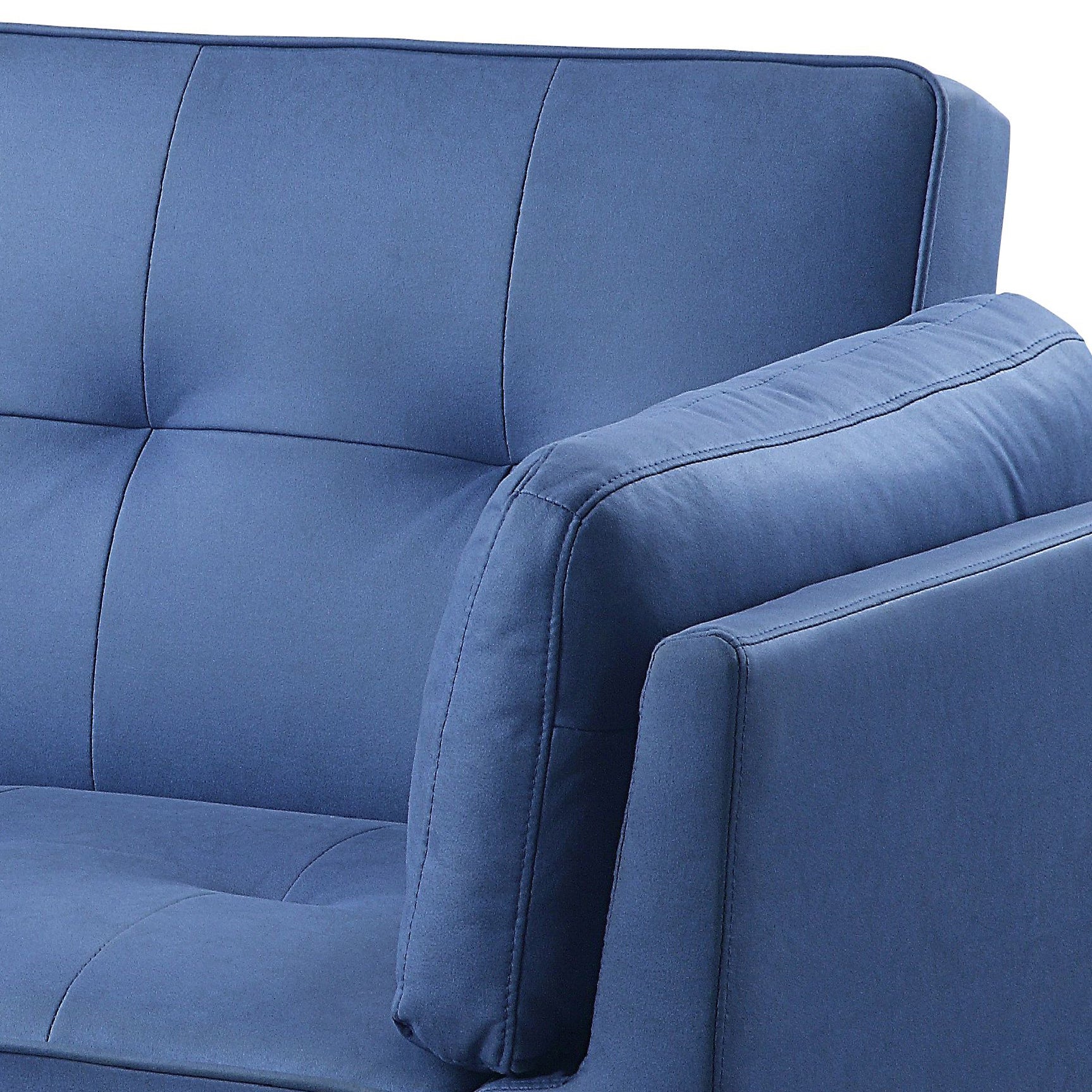 Blue Adjustable Sofa With Ottoman Blue Wood Primary Living Space Tight Back Modern Eucalyptus Flared Arms Wood Fabric 2 Seat