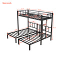 Twin Over Twin & Twin Bunk Beds For 3, Twin Xl Over Twin & Twin Bunk Bed Metal Triple Bunk Bed, Black Twin Xl Black Metal