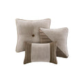 7 Piece Micro Corduroy Comforter Set Taupe King King Taupe Polyester