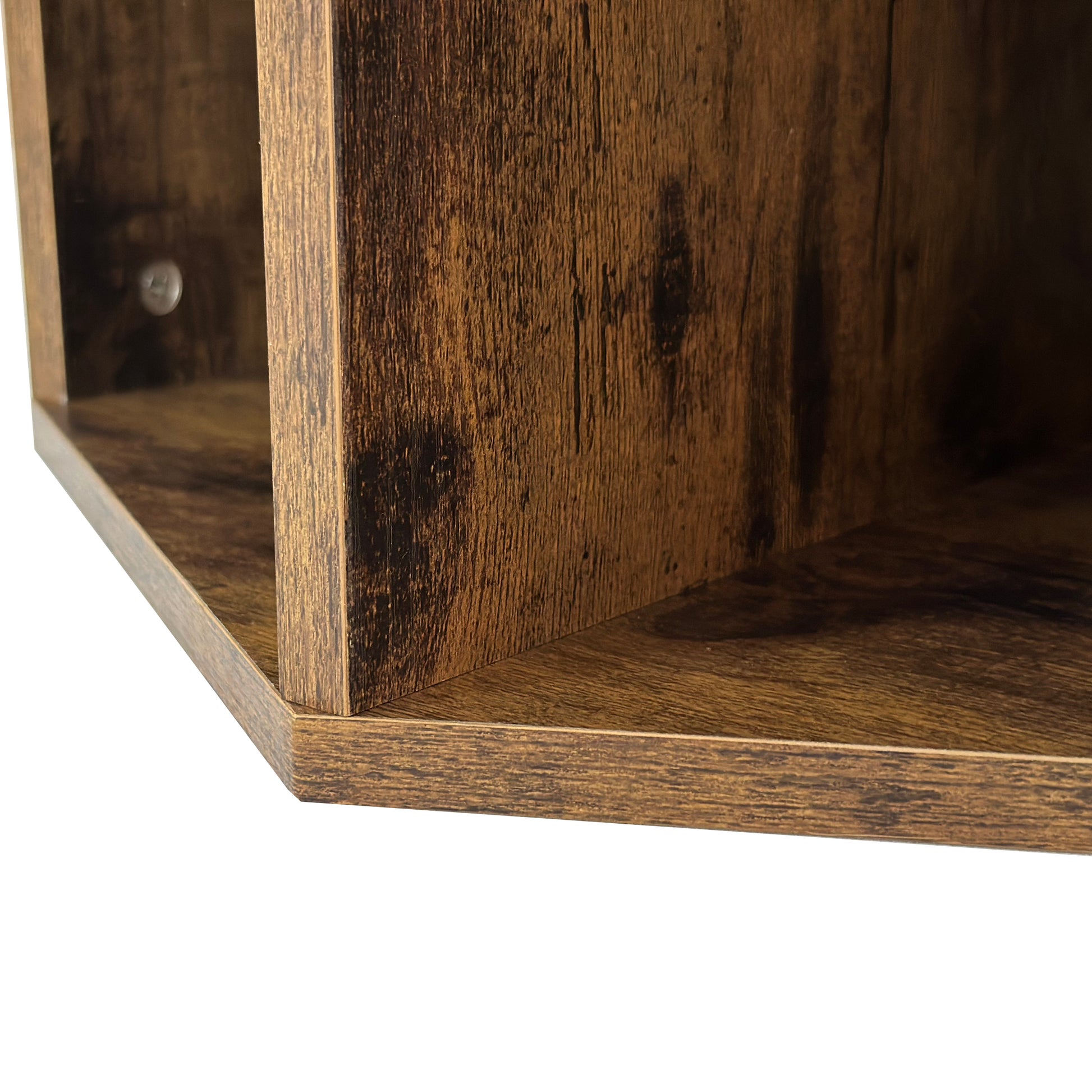 23.62'' Hexagonal Coffee Table Side Table Nightstand Antique Wood Antique Brown Mdf