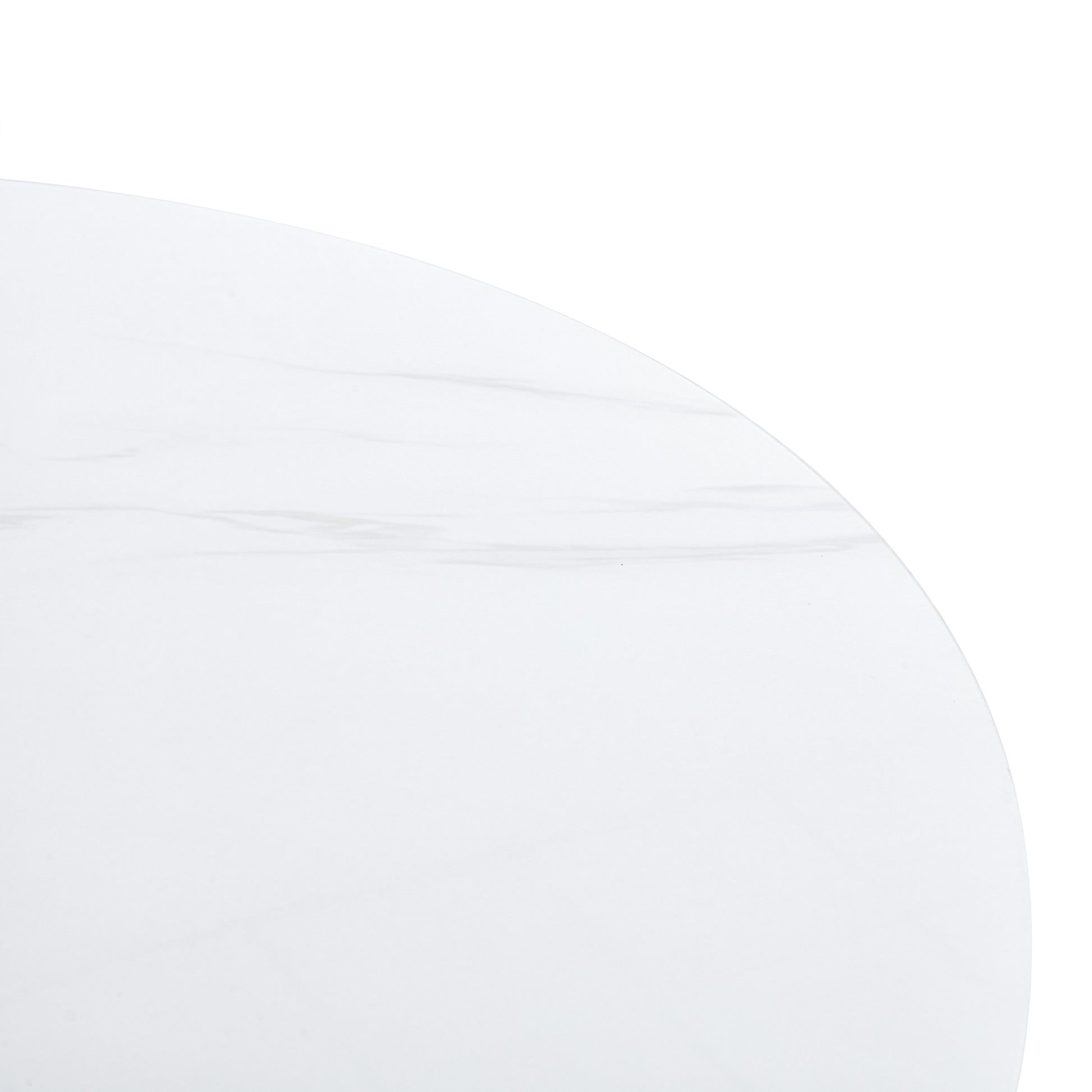 A Modern Minimalist Circular Dining Table With A 42 Inch Diameter White Patterned Tabletop And White Metal Legs. Suitable For Restaurants, Living Rooms, And Conference Rooms. White Mdf Metal