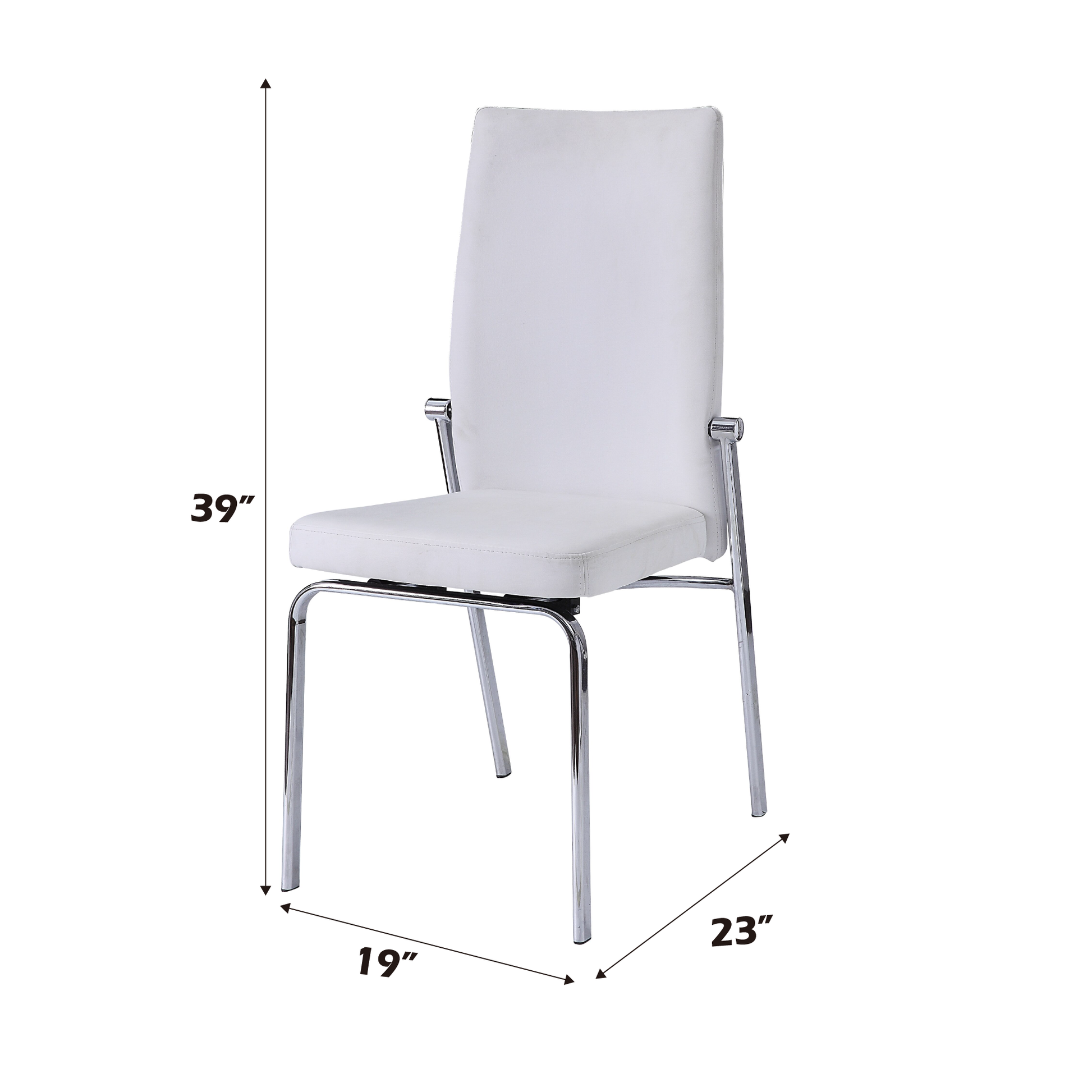 White And Chrome Padded Side Chair Set Of 2 Solid White Silver Dining Room Modern Side Chair Solid Back Set Of 2 Wood Fabric