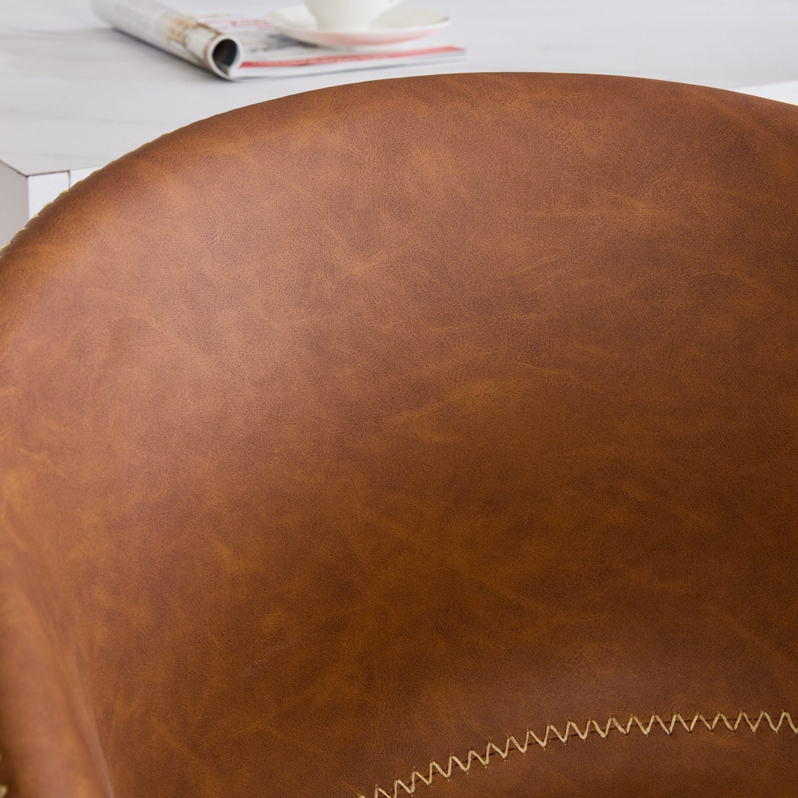 Adjustable Swivel Bar Stools, Mid Century Modern Pu Leather Upholstered Counter Height Bar Stool, Kitchen Island Barstools With Minimalism Style, 1 Chair 1Carton,Brown Brown Pu Mid Century Modern,Minimalist Bar Stools 1 Foam Pu Leather