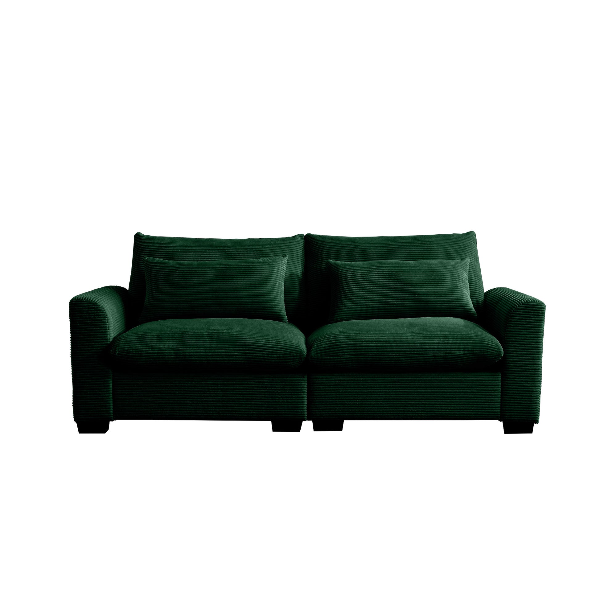 Modern Sofa 2 Seater Corduroy Fabric Sofa With Armrests For Apartment Living Room, Green Green Corduroy 2 Seat