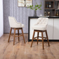 Coolmore Bar Stools Set Of 2 Counter Height Chairs With Footrest For Kitchen, Dining Room And 360 Degree Solid Wood Legs Swivel Bar Stools Set Of 2 Beige Linen Beige Foam Linen