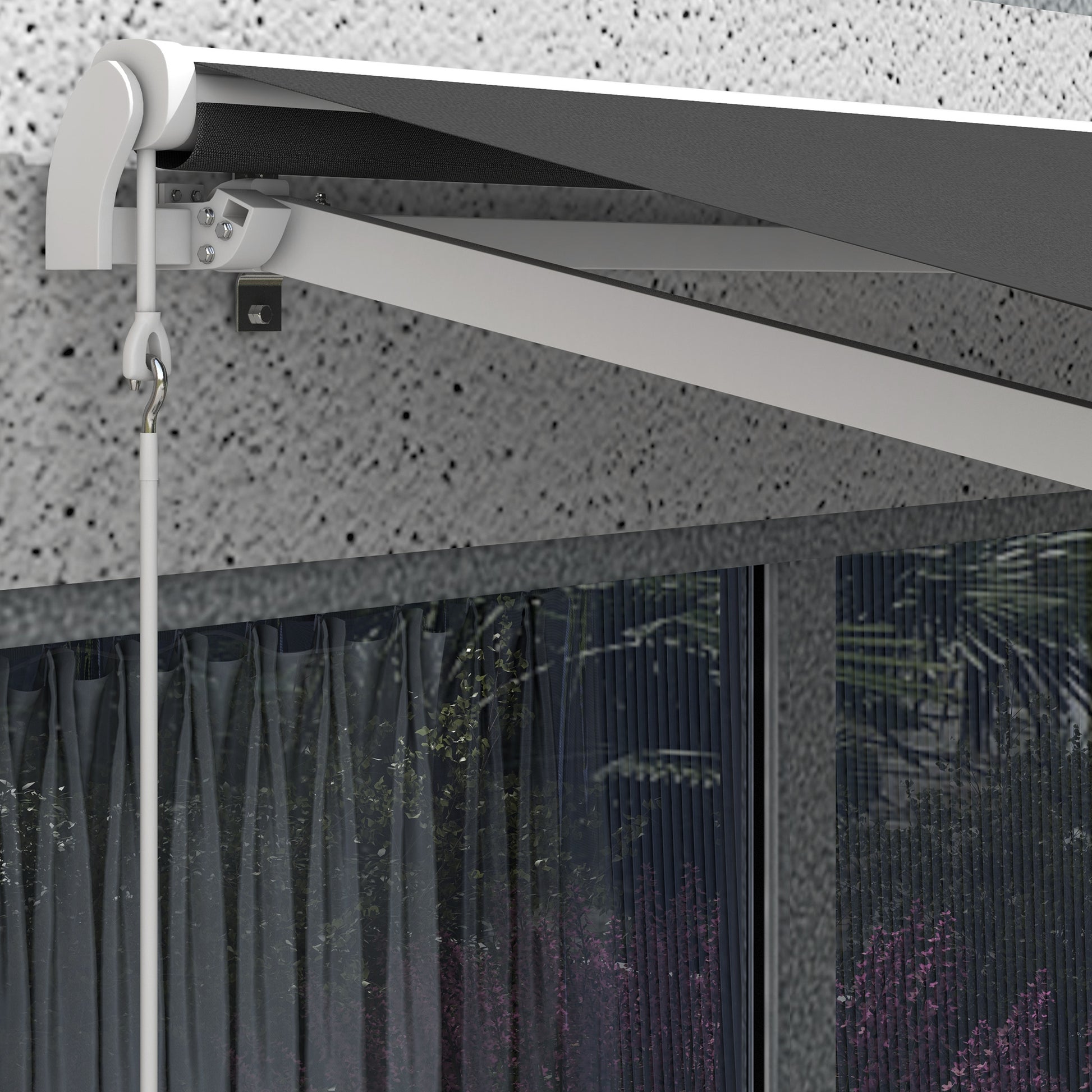 Outsunny 10' X 8' Electric Awning, Retractable Awning, Uv Protection Sun Shade Shelter With Remote Controller And Manual Crank Handle For Deck, Balcony, Yard, Dark Gray Gray Aluminum