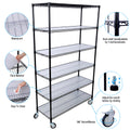6 Tier 6000Lbs Capacity Nsf Metal Shelf Wire Shelving Unit, Heavy Duty Adjustable Storage Rack With Wheels & Shelf Liners For Commercial Grade Utility Steel Storage Rack, Black 84