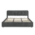King Size Storage Upholstered Hydraulic Platform Bed With Integrated Headboard, Chenille Fabric, Gray King Gray Bedroom Luxury,Modern Chenille Chenille