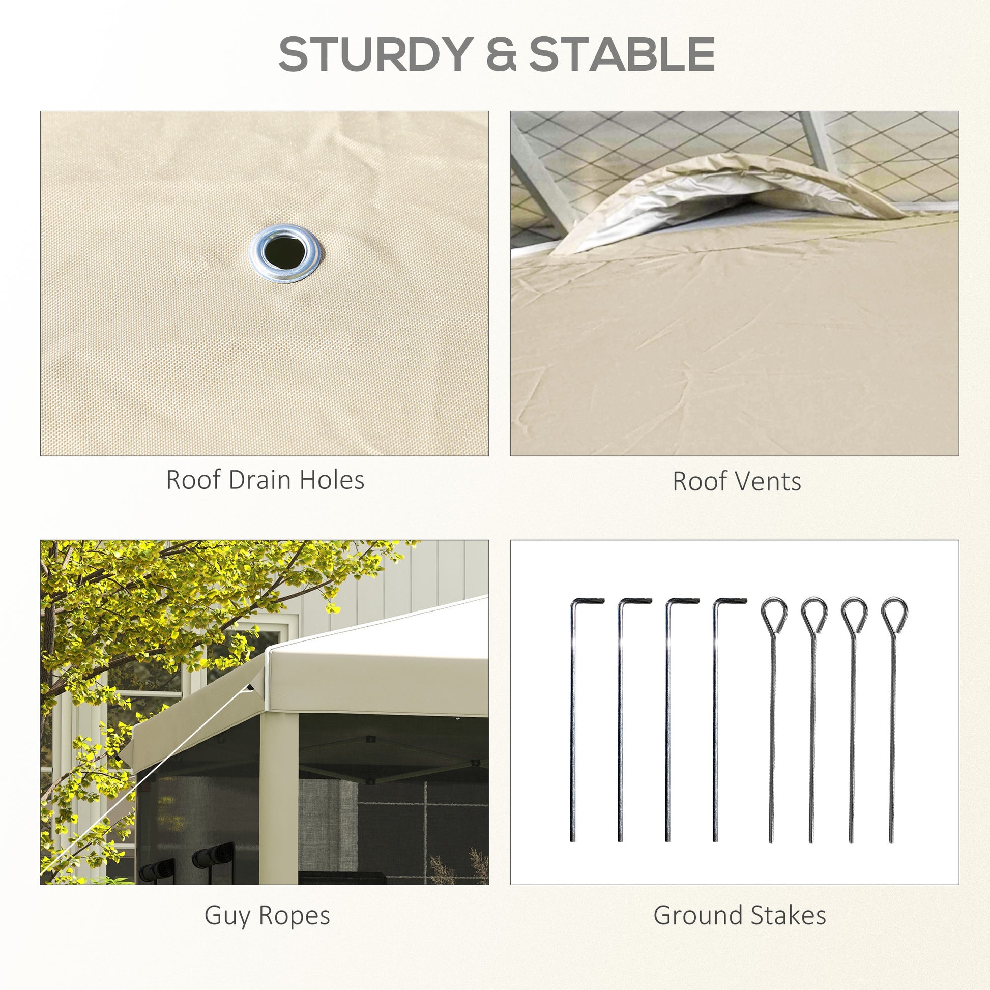 Outsunny 10' X 10' Pop Up Canopy Tent With Netting, Instant Screen House Room, Uv Resistant Sun Shelter, Height Adjustable With Windows, And Carry Bag For Outdoor, Garden, Patio Beige Steel