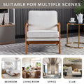 Coolmore Mid Century Modern Accent Chair, Comfy Fabric Living Room Chairs With Solid Wood Frame, Lounge Reading Armchair, Easy Assembly Beige Beige Primary Living Space Foam Boucle
