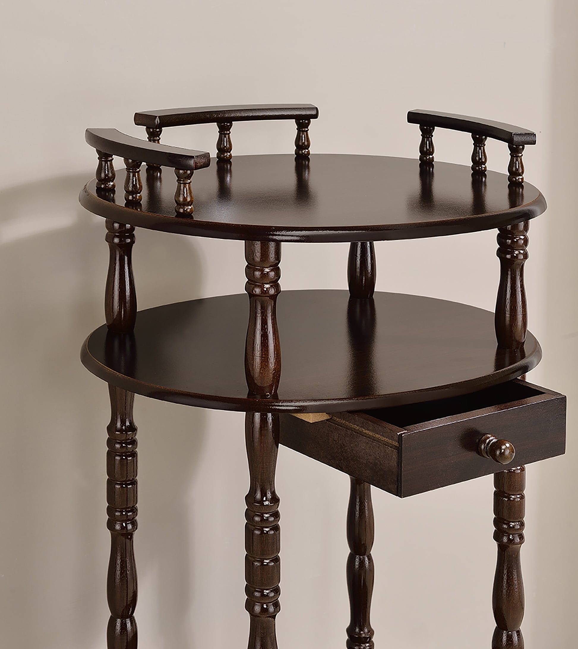 28" Tall 3 Tier Wooden Phone Table With Cherry Finish Cherry Wood