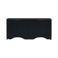 Vertical Stripes And Wavy Design Of A Four Door Cabinet Cabinet Suitable For Hallway, Entryway, Living Room 3 4 Spaces Black Primary Living Space Artsy Mdf