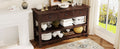 Retro Design Console Table With Two Open Shelves, Pine Solid Wood Frame And Legs For Living Room Espresso Espresso Solid Wood Mdf