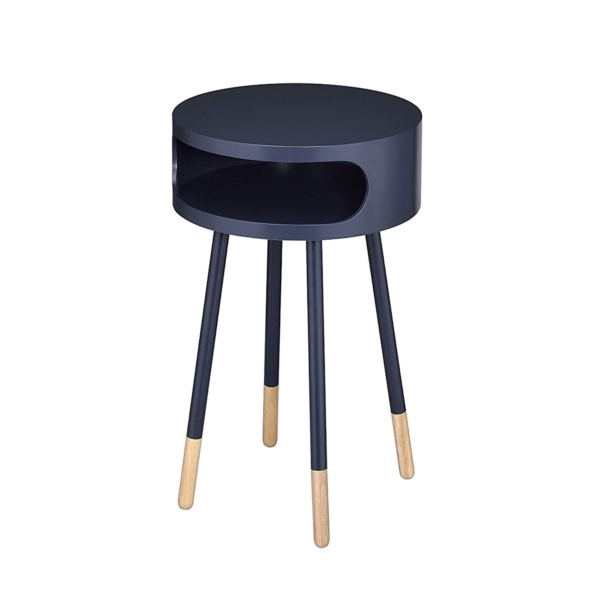 Sonria Round End Table, Black Black Wood