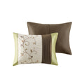Embroidered 7 Piece Comforter Set Green Queen Queen Green Polyester