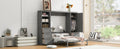 Queen Size Murphy Bed Wall Bed With Closet ,Drawers And Shelves,Gray Queen Gray Mdf Lvl