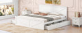 King Size Wooden Platform Bed With Four Storage Drawers And Support Legs, White King White Pine