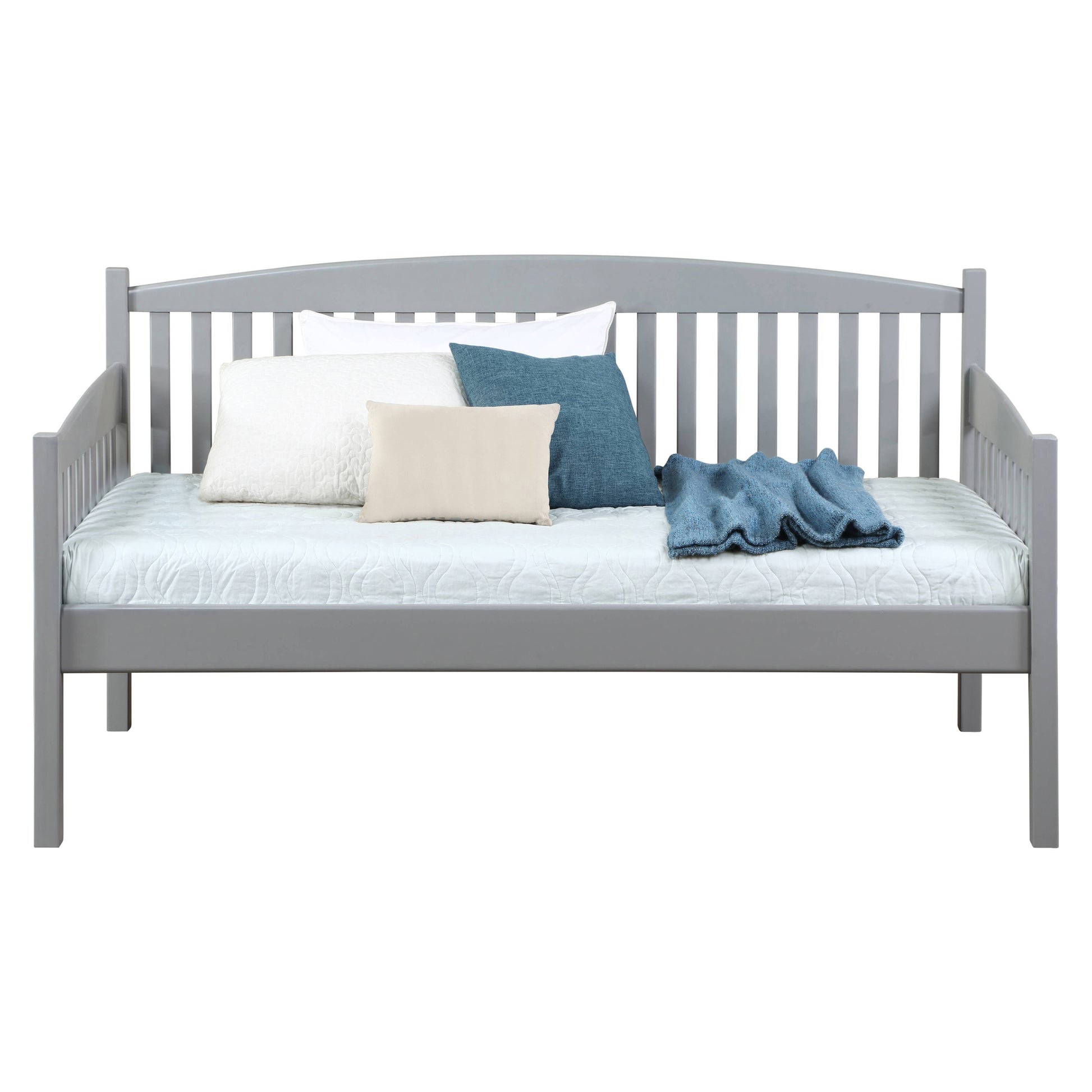 Grey Slatted Back Twin Daybed Box Spring Not Required Twin Grey Wood Gray Transitional Wood