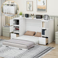 Twin Size Murphy Bed With Drawers, Cabinets And Usb Ports,White Twin White Mdf Lvl